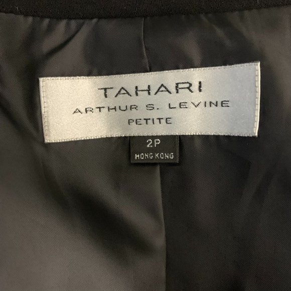 Vintage Y2K Tahari Blazer Jacket 2P Black Lined Lace Trim Snap Front Notch - Picture 6 of 6